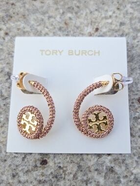 Tory BurchMiller Pavé Loop Earrings in 18kt Gold-plated Brass